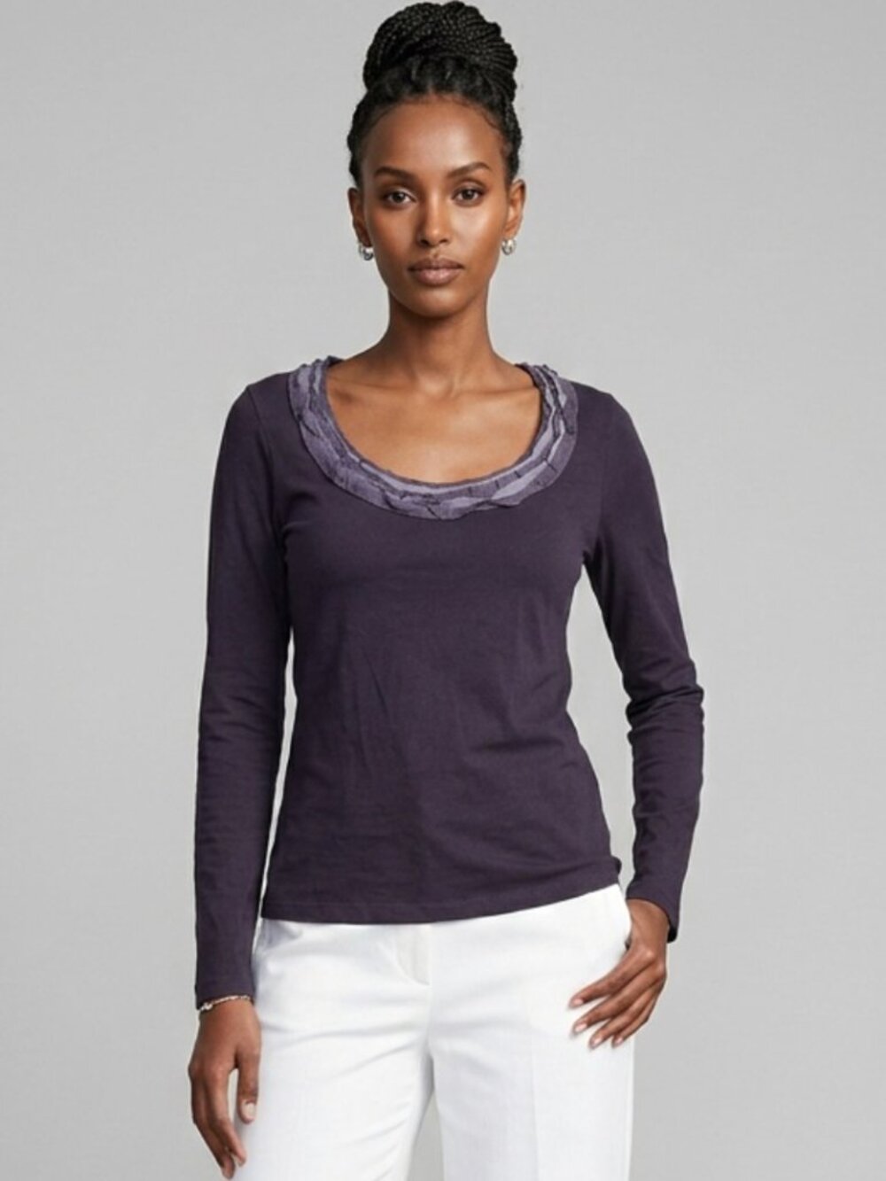 BODEN | Purple Long Sleeve Scoop Neck Knit Top Sz 6